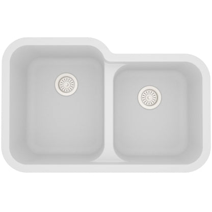 Seamless 33" Quartz Composite Undermount Double Basin Kitchen Sink