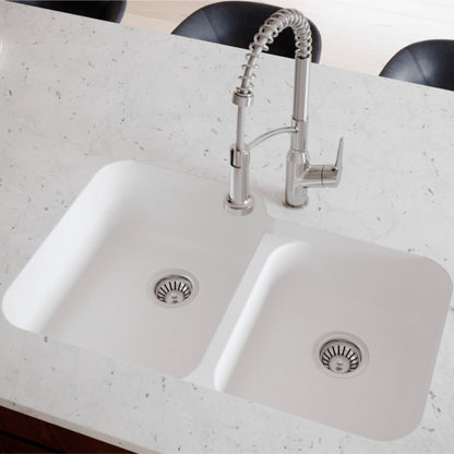 Seamless 33" Quartz Composite Undermount Double Basin Kitchen Sink