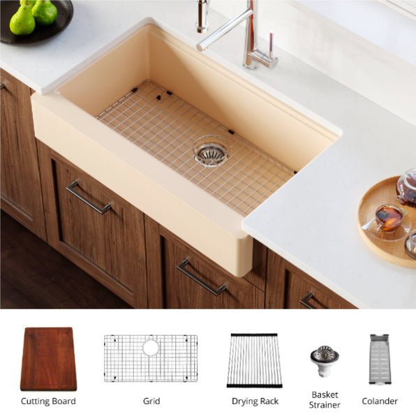 Petrodust 34" Quartz Composite Retrofit Apron / Farmhouse Kitchen Sink