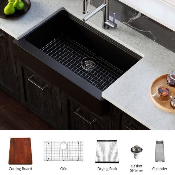 Petrodust 34" Quartz Composite Retrofit Apron / Farmhouse Kitchen Sink