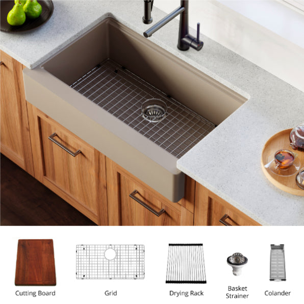 Petrodust 34" Quartz Composite Retrofit Apron / Farmhouse Kitchen Sink