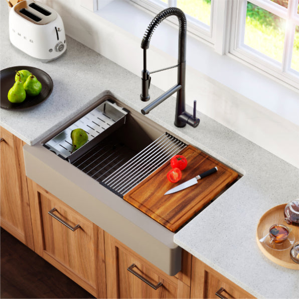 Petrodust 34" Quartz Composite Retrofit Apron / Farmhouse Kitchen Sink