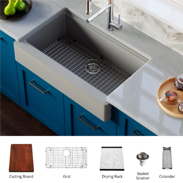 Petrodust 34" Quartz Composite Retrofit Apron / Farmhouse Kitchen Sink