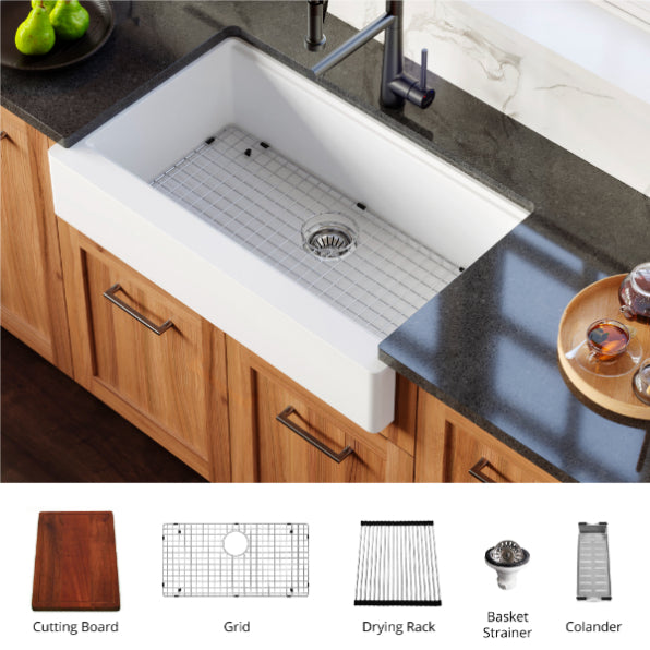 Petrodust 34" Quartz Composite Retrofit Apron / Farmhouse Kitchen Sink