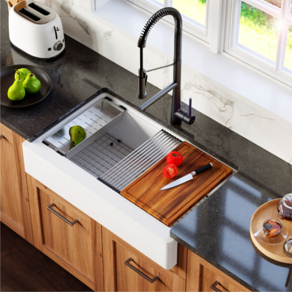 Petrodust 34" Quartz Composite Retrofit Apron / Farmhouse Kitchen Sink