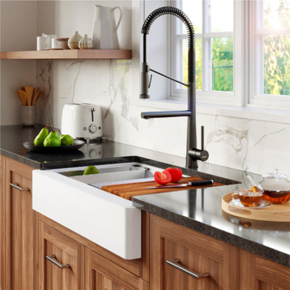 Petrodust 34" Quartz Composite Retrofit Apron / Farmhouse Kitchen Sink