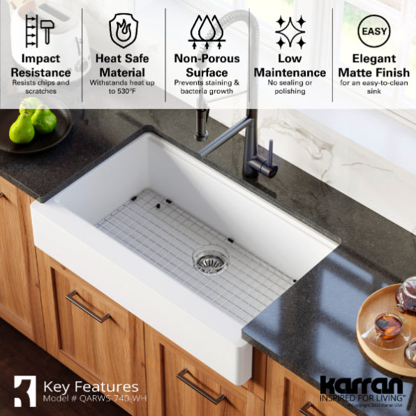 Petrodust 34" Quartz Composite Retrofit Apron / Farmhouse Kitchen Sink