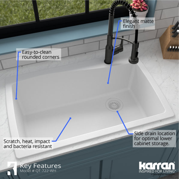 Tidal 34" Quartz Composite Top Mount Kitchen Sink