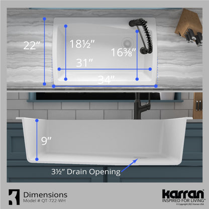 Tidal 34" Quartz Composite Top Mount Kitchen Sink