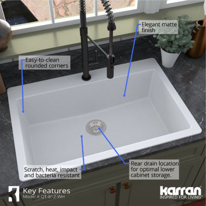 Essence 33" Quartz Composite Top Mount Kitchen Sink