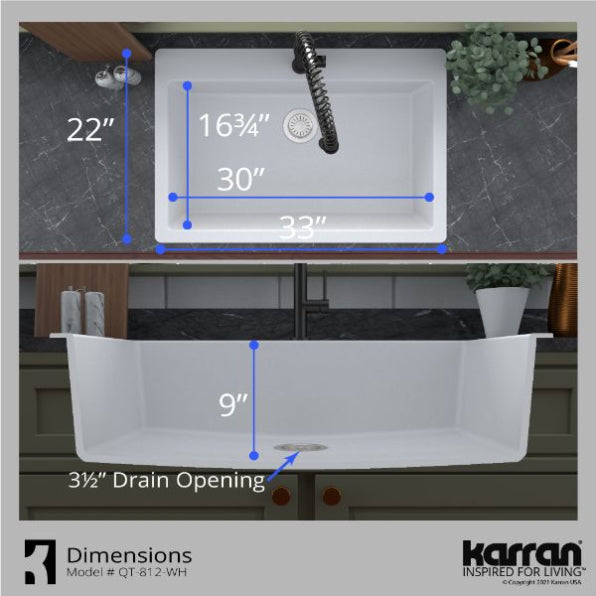 Essence 33" Quartz Composite Top Mount Kitchen Sink