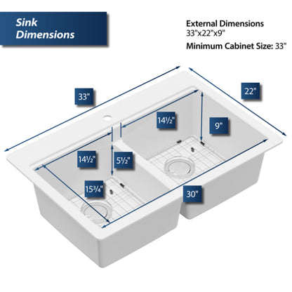 Essence 33" Quartz Composite Top Mount Kitchen Sink