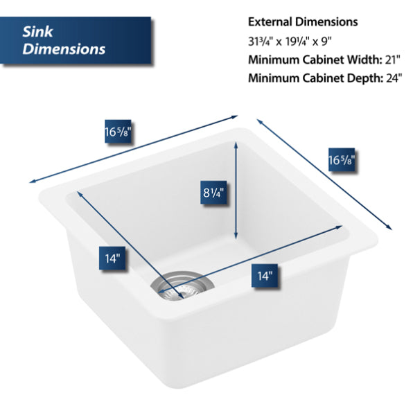 Essence 17" Quartz Composite Undermount Bar Sink