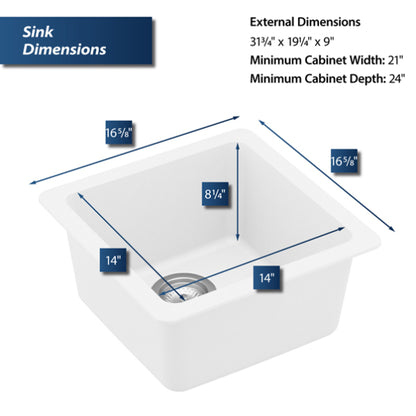 Essence 17" Quartz Composite Undermount Bar Sink