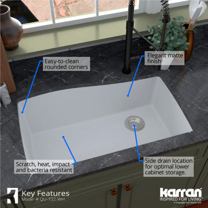 Tidal 34" Quartz Composite Undermount Kitchen Sink