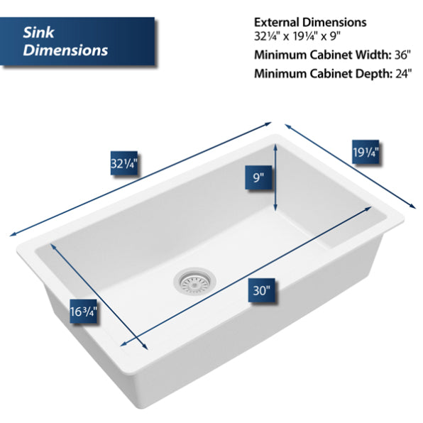 Essence 32" Quartz Composite Undermount Kitchen Sink