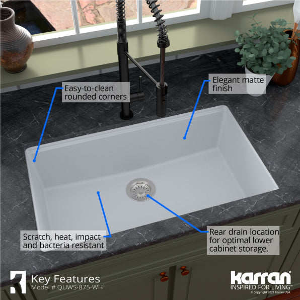 Essence 32" Quartz Composite Undermount Kitchen Sink