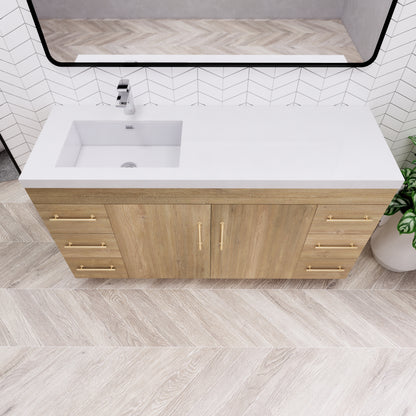 Elsa 60" Freestanding Bathroom Vanity with Acrylic Integrated Sink Top