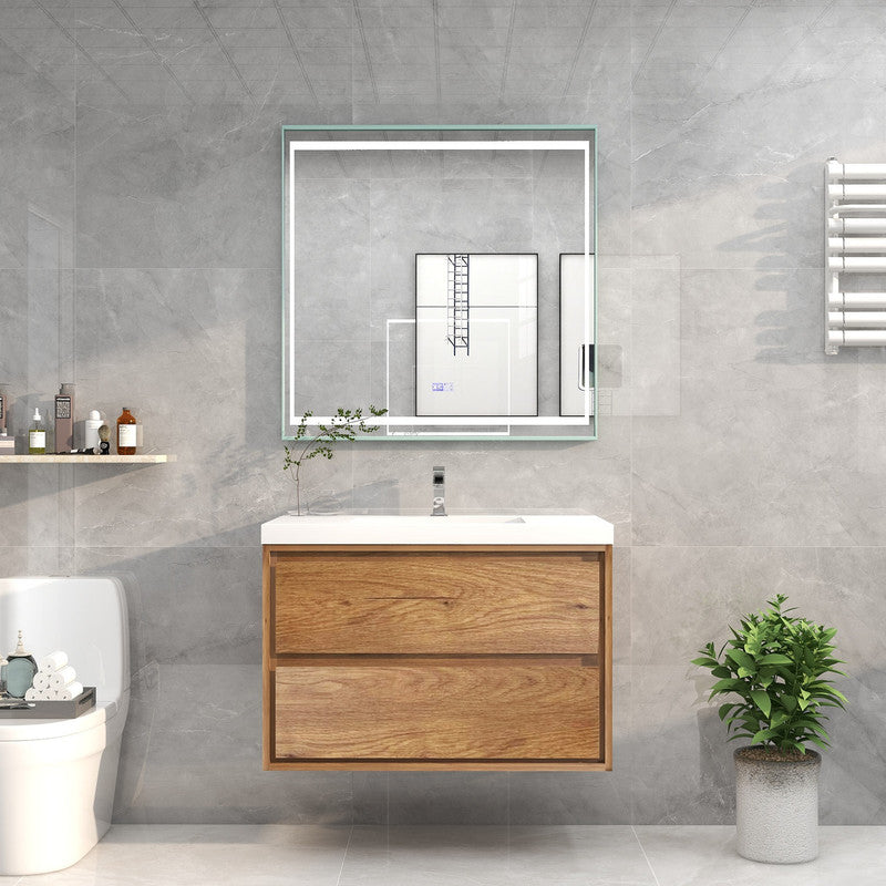 Sage 36" Wall Mounted Bathroom Vanity with Reinforced Acrylic Integrated Sink Top