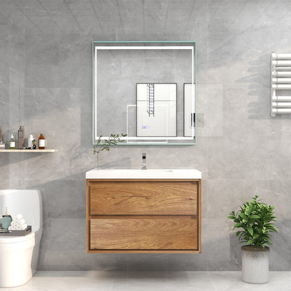 Sage 36" Wall Mounted Bathroom Vanity with Reinforced Acrylic Integrated Sink Top