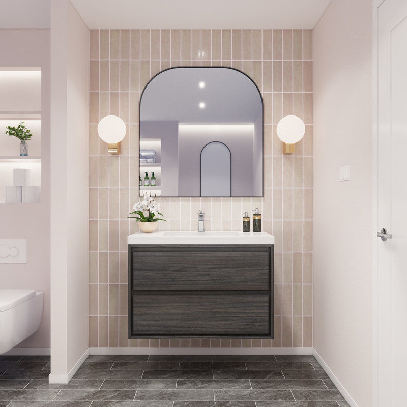 Sage 36" Wall Mounted Bathroom Vanity with Reinforced Acrylic Integrated Sink Top