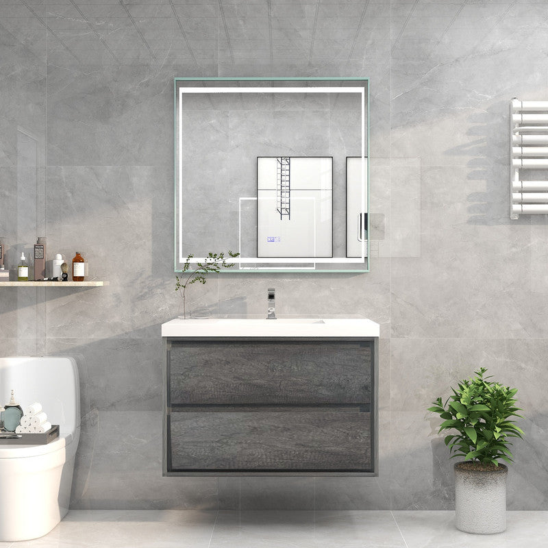 Sage 36" Wall Mounted Bathroom Vanity with Reinforced Acrylic Integrated Sink Top