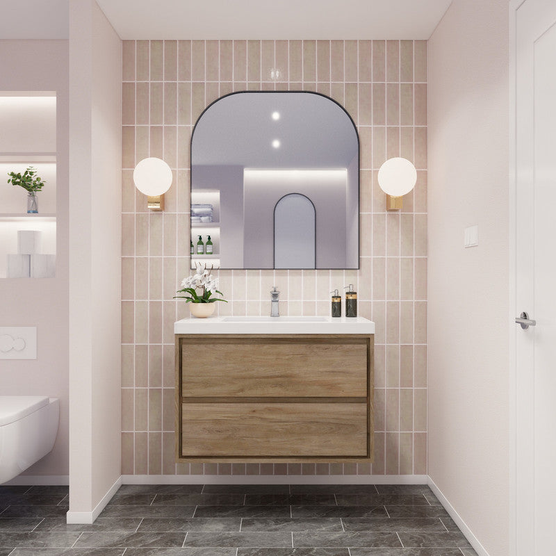 Sage 36" Wall Mounted Bathroom Vanity with Reinforced Acrylic Integrated Sink Top