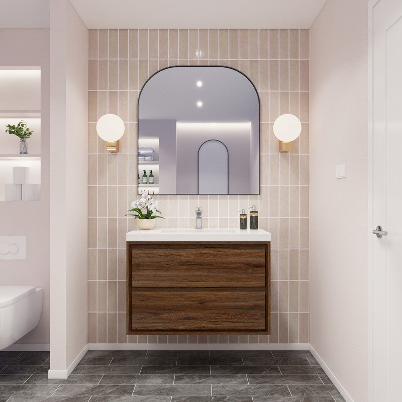 Sage 36" Wall Mounted Bathroom Vanity with Reinforced Acrylic Integrated Sink Top