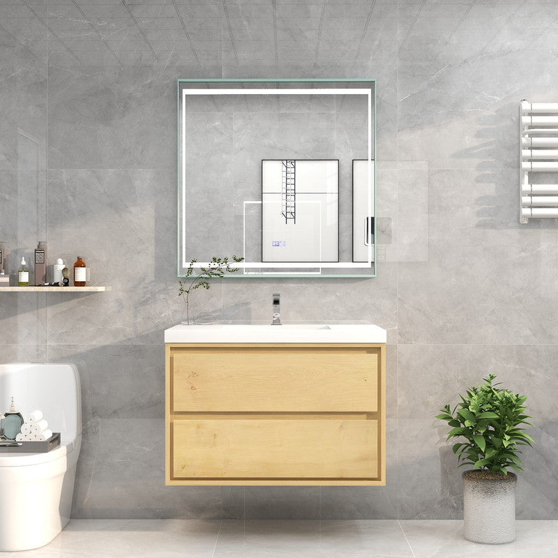 Sage 36" Wall Mounted Bathroom Vanity with Reinforced Acrylic Integrated Sink Top