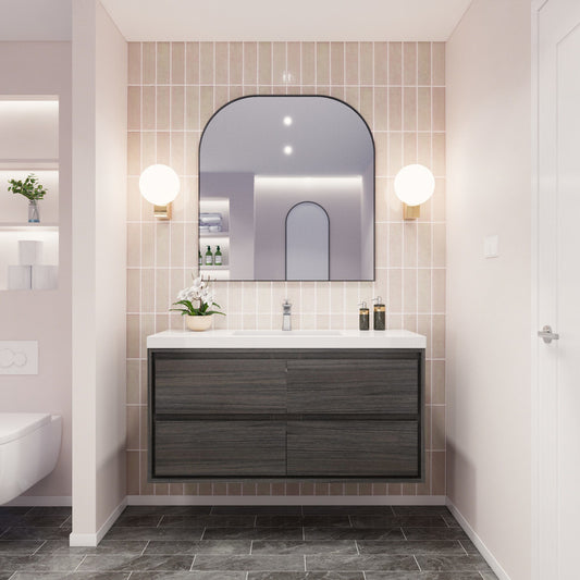 Sage 48" Wall Mounted Bathroom Vanity with Reinforced Acrylic Integrated Sink Top