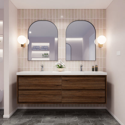 Sage 72" Wall Mounted Bathroom Vanity with Reinforced Acrylic Integrated Sink Top