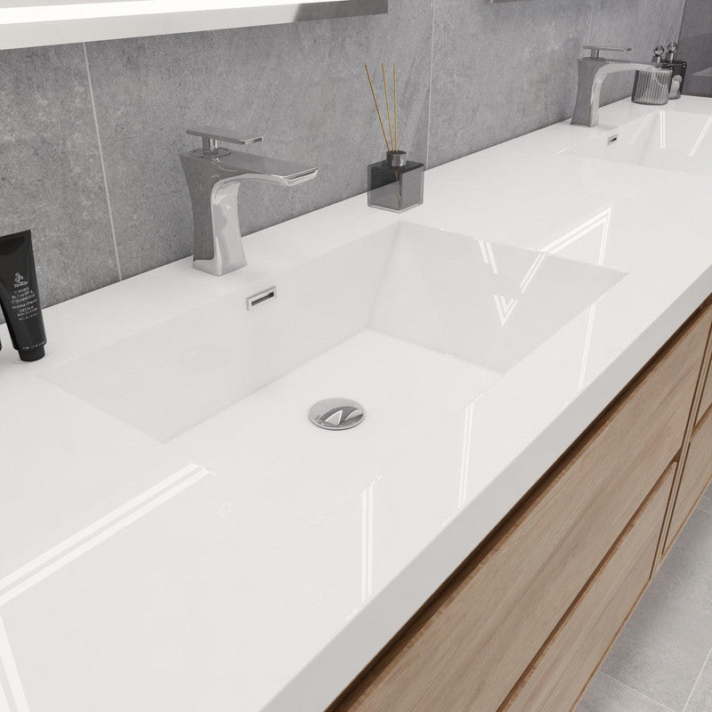 Sage 84" Wall Mounted Bathroom Vanity with Reinforced Acrylic Integrated Sink Top