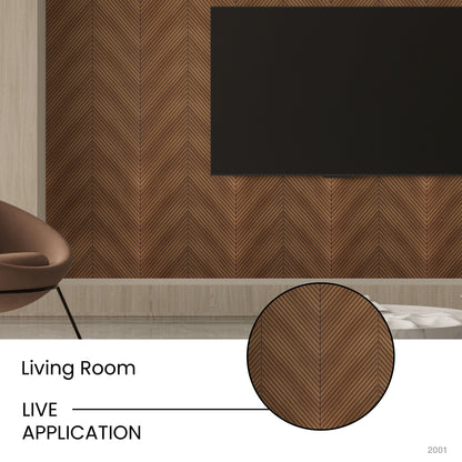 Golden Oak Herringbone Polypropylene Interior Decorative Wall Panel