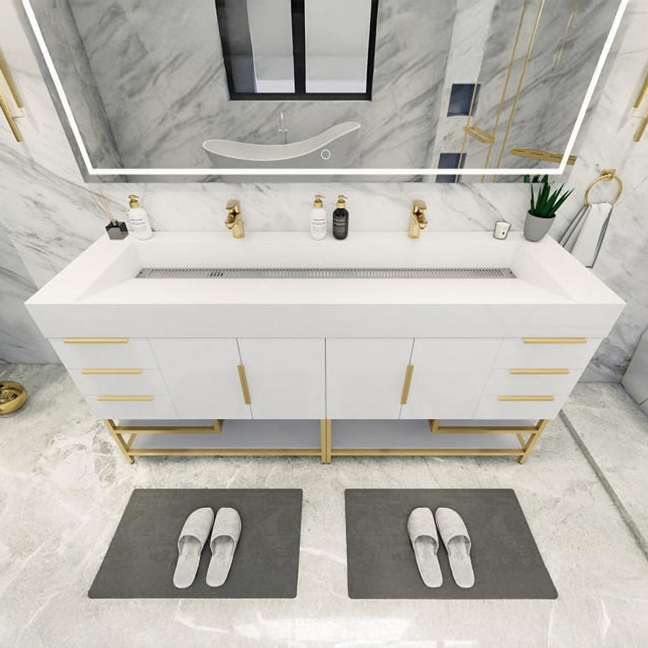 Bethany Double Drawer 72" Freestanding Bathroom Vanity with Reinforced Acrylic Integrated Sink Top