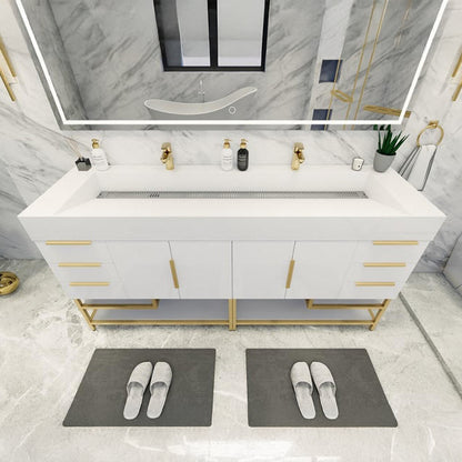 Bethany Double Drawer 72" Freestanding Bathroom Vanity with Reinforced Acrylic Integrated Sink Top