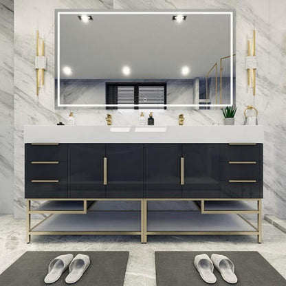 Bethany Double Drawer 72" Freestanding Bathroom Vanity with Reinforced Acrylic Integrated Sink Top