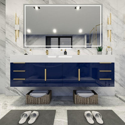Bethany Double Drawer 72" Wall Mounted Bathroom Vanity with Reinforced Acrylic Integrated Sink Top