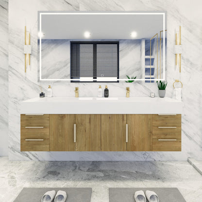 Bethany Double Drawer 72" Wall Mounted Bathroom Vanity with Reinforced Acrylic Integrated Sink Top