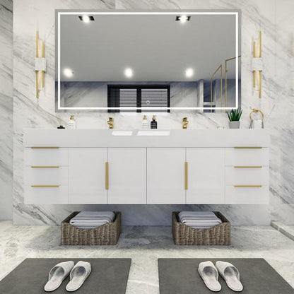Bethany Double Drawer 72" Wall Mounted Bathroom Vanity with Reinforced Acrylic Integrated Sink Top