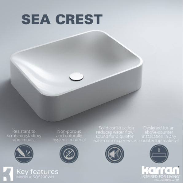 Sea Crest Quartz Composite Vessel Bathroom Sink