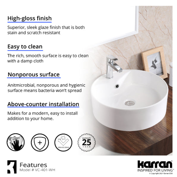 Jakarta Vitreous China Vessel Bathroom Sink