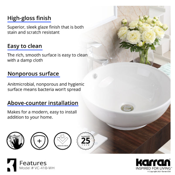 Kent Vitreous China Vessel Bathroom Sink