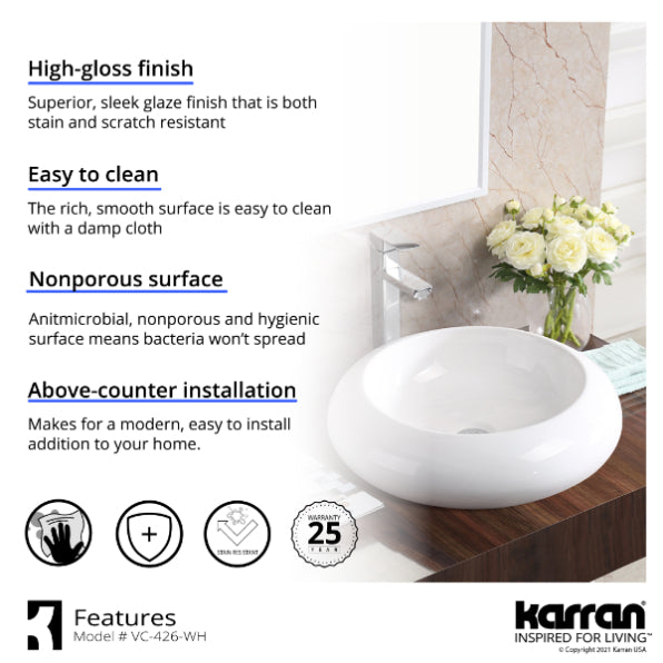 Cumbria Vitreous China Vessel Bathroom Sink