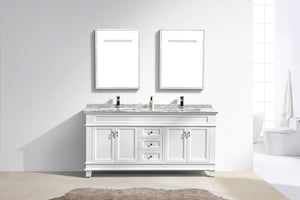 Castillo 72" Freestanding Vanity With Marble Top And Double Ceramic Sinks
