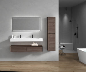 Alysa 60" Wall Mounted Vanity With Acrylic Sink/Double Faucet Hole