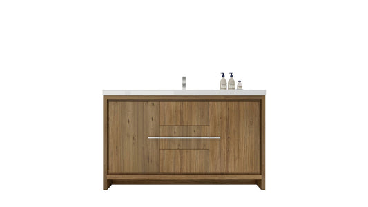 Dolce 60" Freestanding Bathroom Vanity with Reinforced Acrylic Integrated Sink Top