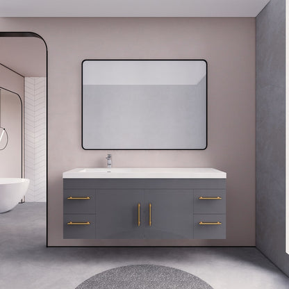 Elsa 60" Wall Mounted Bathroom Vanity with Reinforced Acrylic Sink