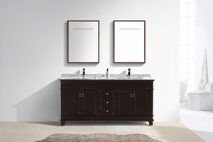 Castillo 72" Freestanding Vanity With Marble Top And Double Ceramic Sinks