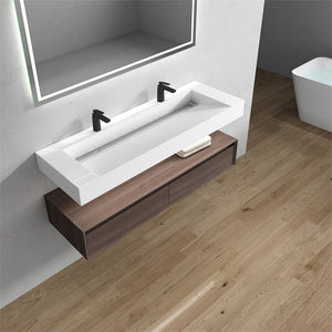 Alysa 60" Wall Mounted Vanity With Acrylic Sink/Double Faucet Hole