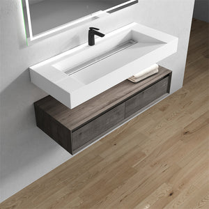 Alysa 60" Wall Mounted Vanity With Acrylic Sink/Single Faucet Hole